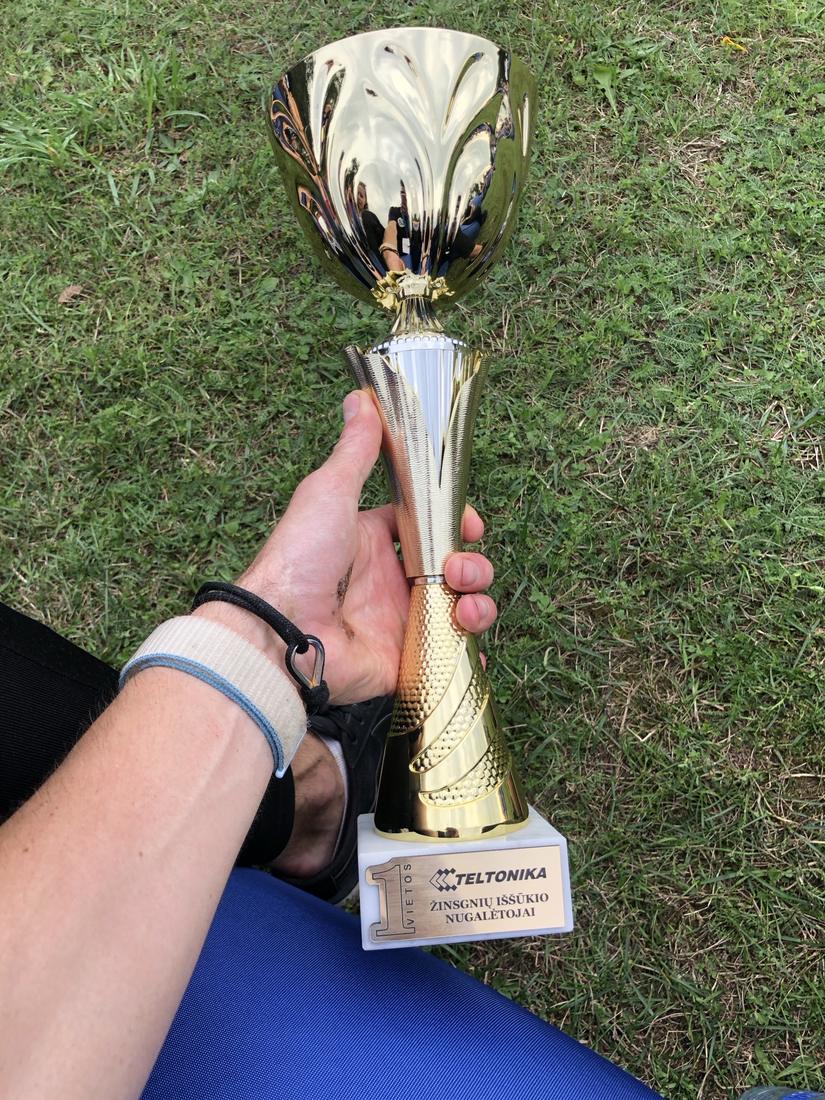 First-place trophy from Teltonika’s step challenge
